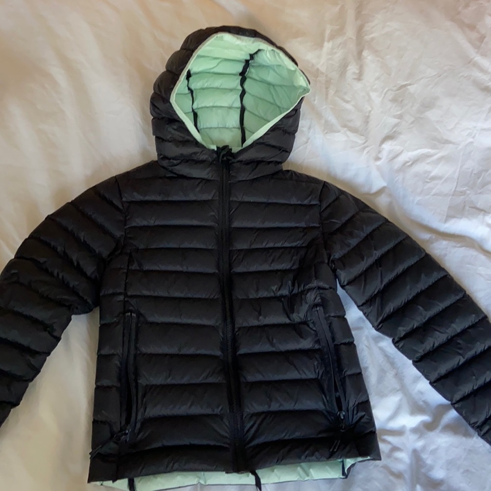 Girls Black down jacket- size 6/6X